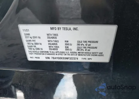 2022 Tesla Model Y Long Range Dual Motor All-Wheel Drive из США, поврежденный, VIN 7SAYGDEE8NF322374